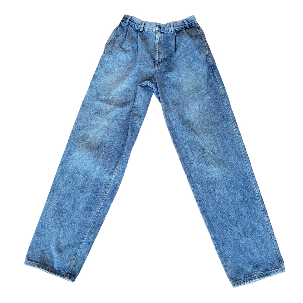 80s Calvin Klein Jeans Mens 31 Blue Denim Straight Leg Pleated 80s USA Made - Picture 1 of 13